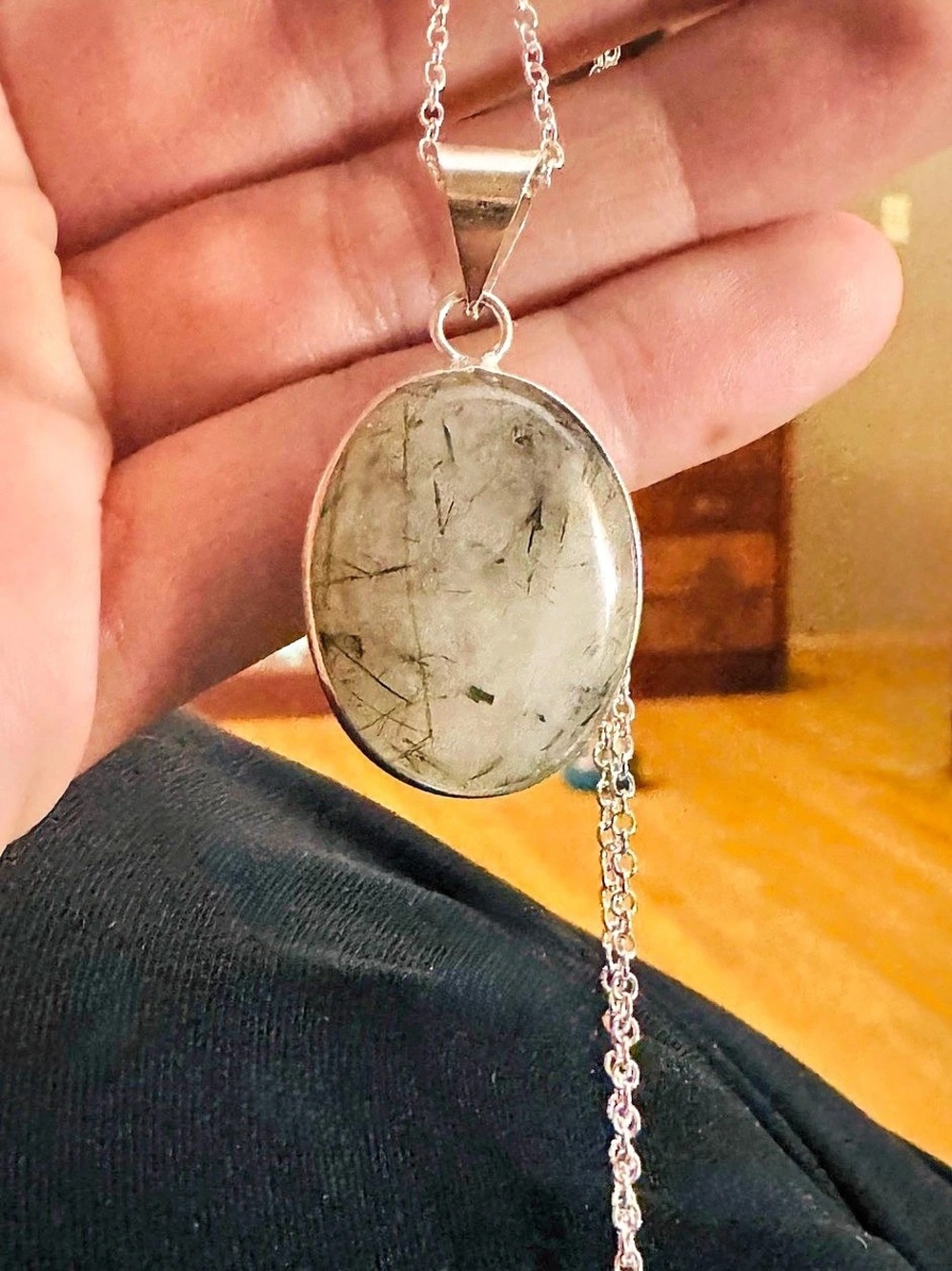 925 Sterling Silver Rutilated Quartz Pendant Necklace